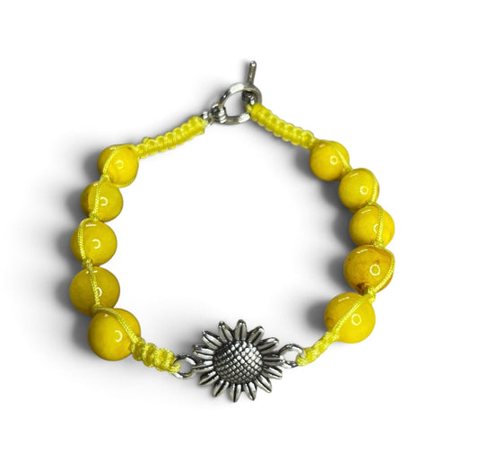 Amber Sunshine | Yellow Sunflower Beaded Bracelet