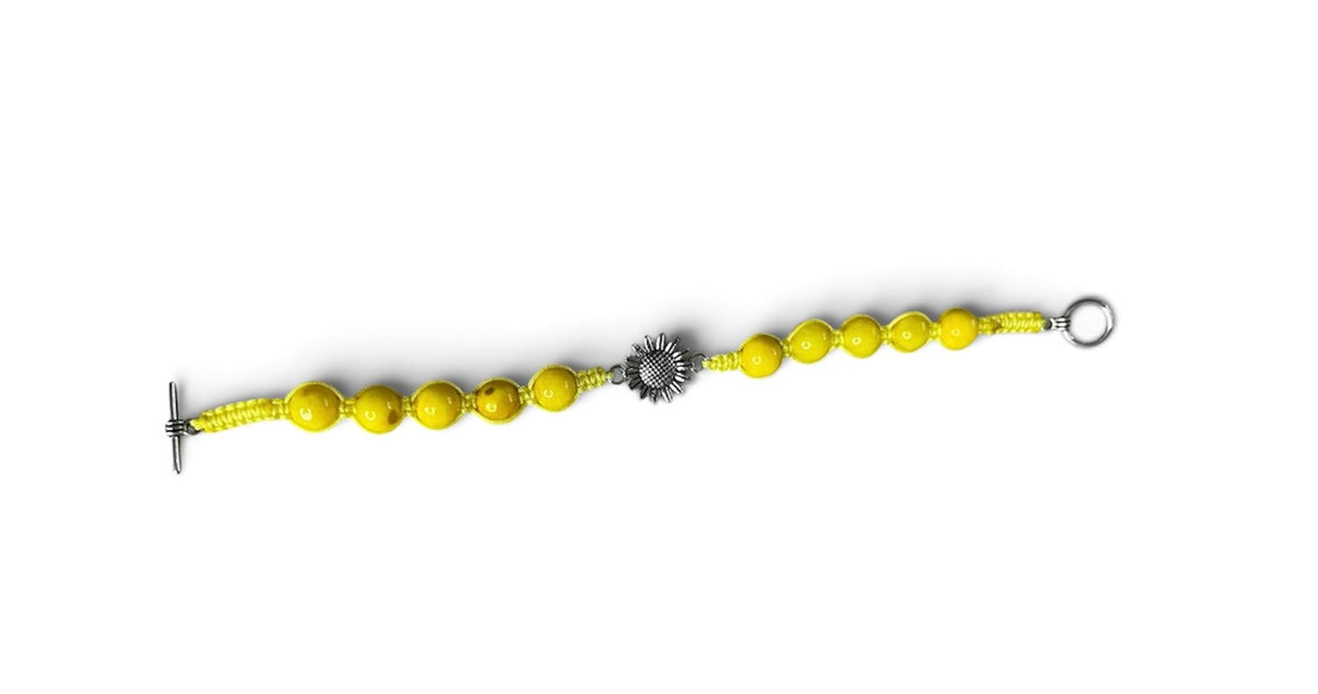 Amber Sunshine | Yellow Sunflower Beaded Bracelet