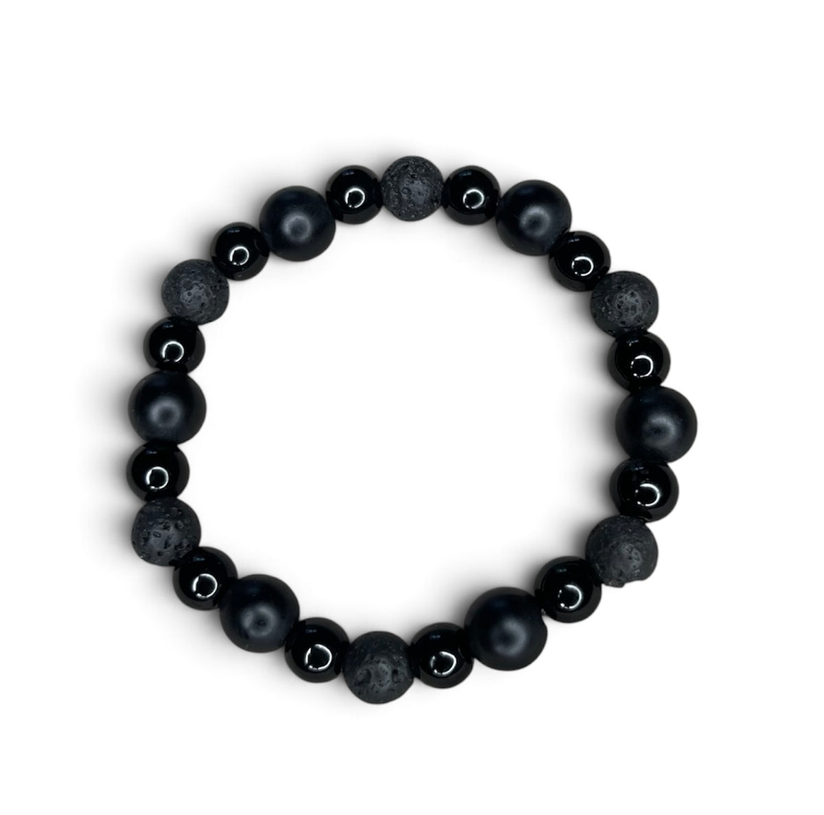Midnight Texture | Black Onyx, Obsidian & Lava Stone Bracelet