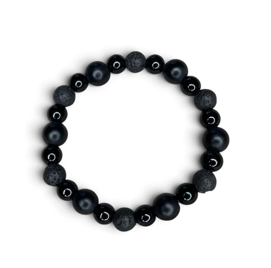 Midnight Texture | Black Onyx, Obsidian & Lava Stone Bracelet