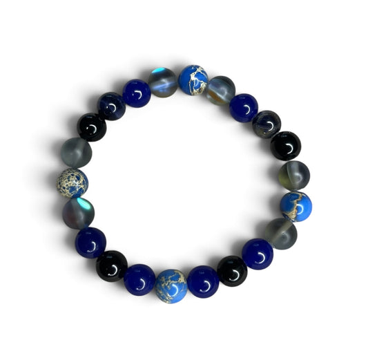 Ocean Veil | Sea Sediment Jasper, Blue Tiger Eye & Lapis Lazuli Bracelet