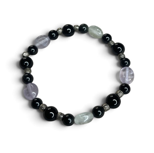 Twilight Veil | Black & Lilac Beaded Bracelet