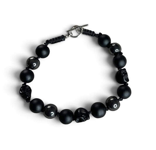 Midnight Guardian | Black Skull Beaded Bracelet